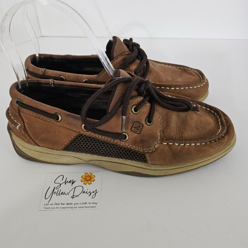 Sperry Top-Sider‎ Boys Leather Boat Shoes Size 3.5M Brown《774》S